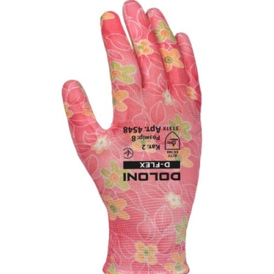 Перчатки D-FLEX трикотажные с полиуретановым покрытием розовые